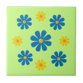 Azulejo Flores azules y amarillas de primavera para la coc