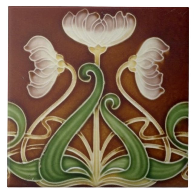 Azulejo - Flores Blancas Con Follaje Verde (Frente)