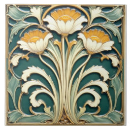 Azulejo Flores blancas con pinzas amarillas