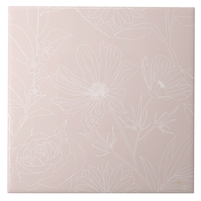 Azulejo Flores blancas de moda describe el diseño rosa Rub (Frente)
