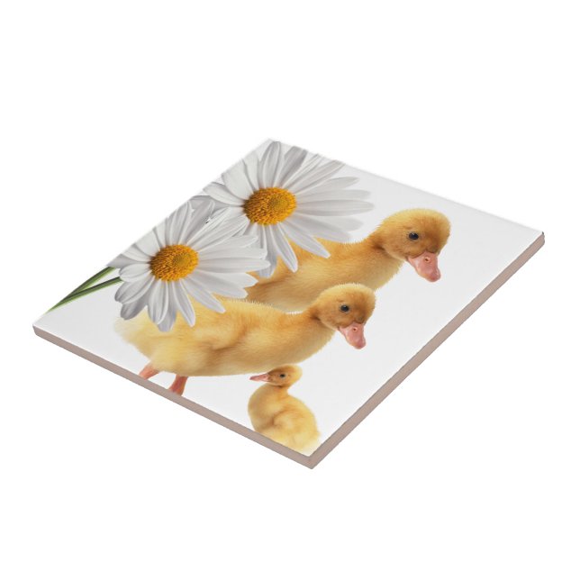 Azulejo Flores blancas del pato de mosaico cerámico (Lado)