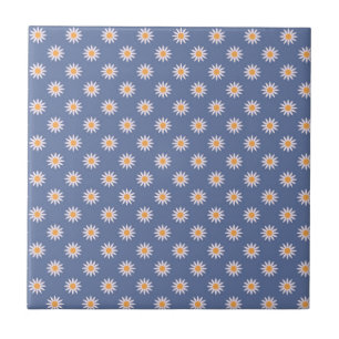 Azulejo Flores Blancas Lindas en Patrón Azul