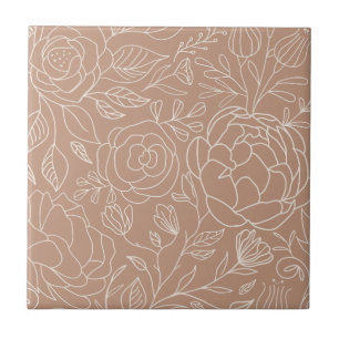 Azulejo Flores blancas rosa polvoriento sin costuras cocin