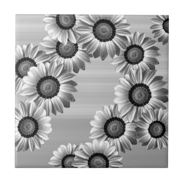 Azulejo Flores blancas y negras (Frente)