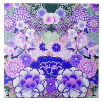 Azulejo FLORES BLANCOS AZULES Peony, flores japonesas Rosa