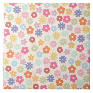 Azulejo Flores Boho Retro Daisy del verano de los 70