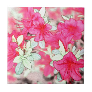 Azulejo flores bonitas de azalea rosa. Planta de jardín fl
