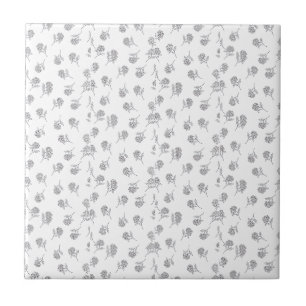 Azulejo Flores Botánicas Atemporales Gris Suave