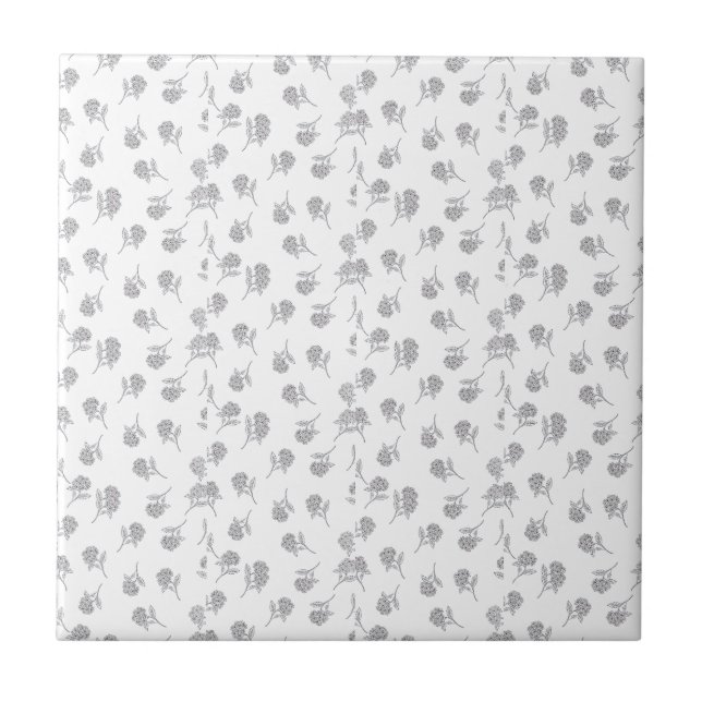 Azulejo Flores Botánicas Atemporales Gris Suave (Frente)