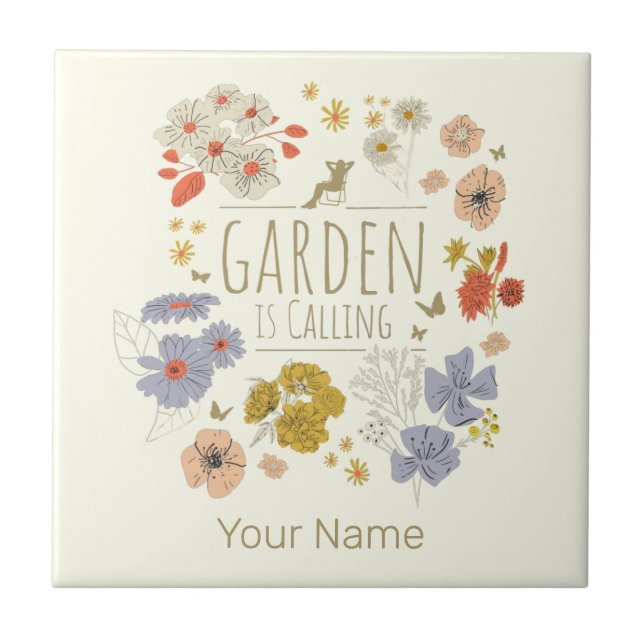 Azulejo Flores botánicas de jardín para mamá y papá jardin (Frente)