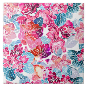 Azulejo flores cerámica sin inconvenientes