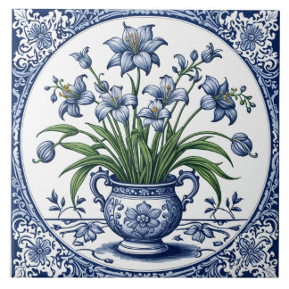 Azulejo Flores color azul