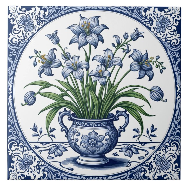 Azulejo Flores color azul (Frente)