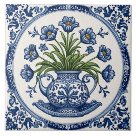 Azulejo Flores color azul 2