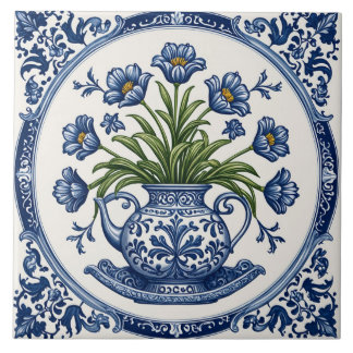 Azulejo Flores color azul 2