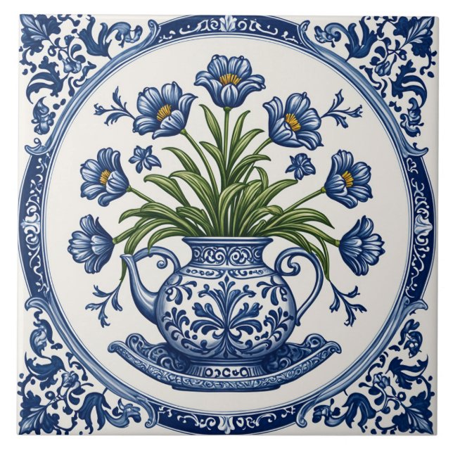 Azulejo Flores color azul 2 (Frente)