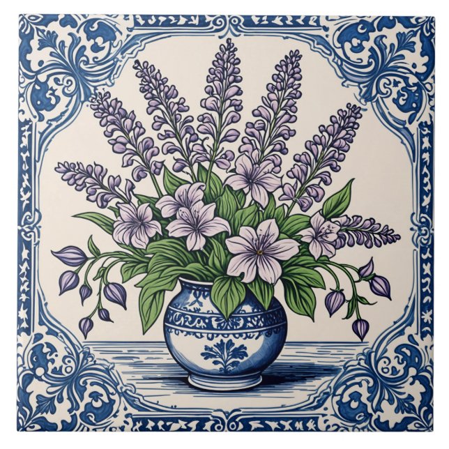 Azulejo Flores color lila (Frente)
