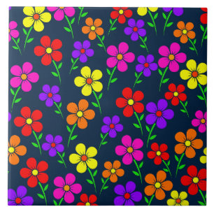 Azulejo Flores Coloridas Patrón Floral