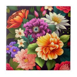 Azulejo Flores coloridas y vívidas