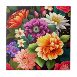 Azulejo Flores coloridas y vívidas
