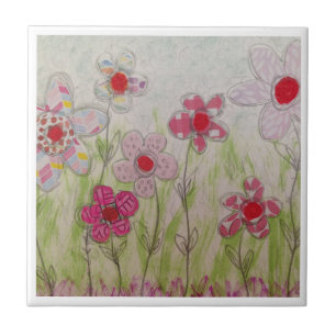 Azulejo Flores con patrones rosados