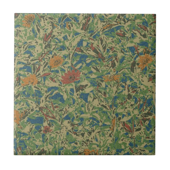 Azulejo Flores contra modelo del camuflaje de la hoja (Frente)