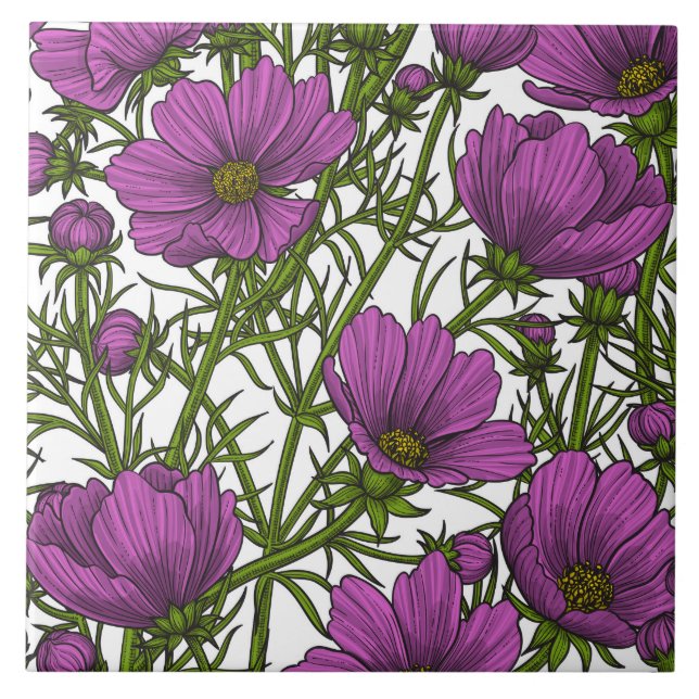 Azulejo Flores cosmos violetas (Frente)