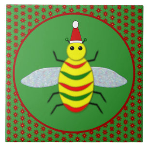 Azulejo Flores de abeja y de poinsettia para Navidades peq