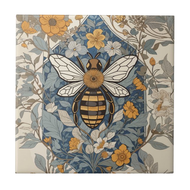 Azulejo Flores de abeja y silvestres de época (Frente)