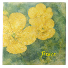 Azulejo Flores de acuarela amarillas