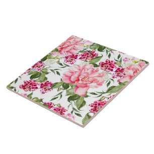 Azulejo Flores de acuarela floral Rosas Peony Orchids