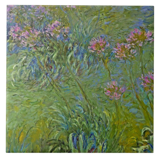 Azulejo Flores de Agapanthus (por Claude Monet) (Frente)
