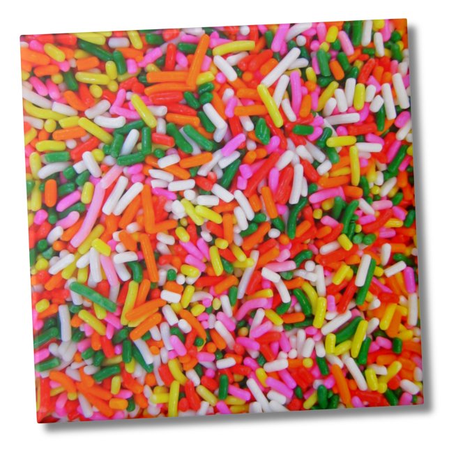 Azulejo Flores de arcoiris coloridas (Fun Colorful Candy Sweet Pattern Rainbow Sprinkles ceramic tile)