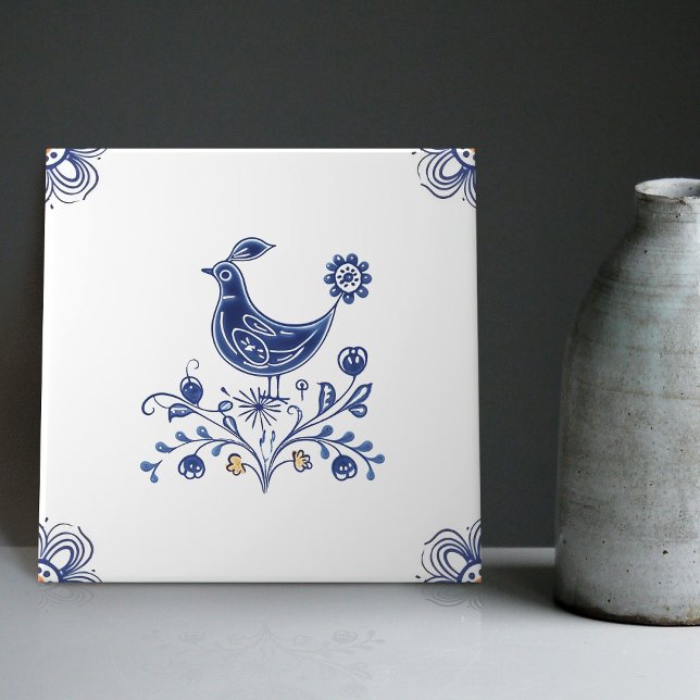 Azulejo Flores De Ave Delft Blue Dutch Style Indigo Cerámi (Subido por el creador)