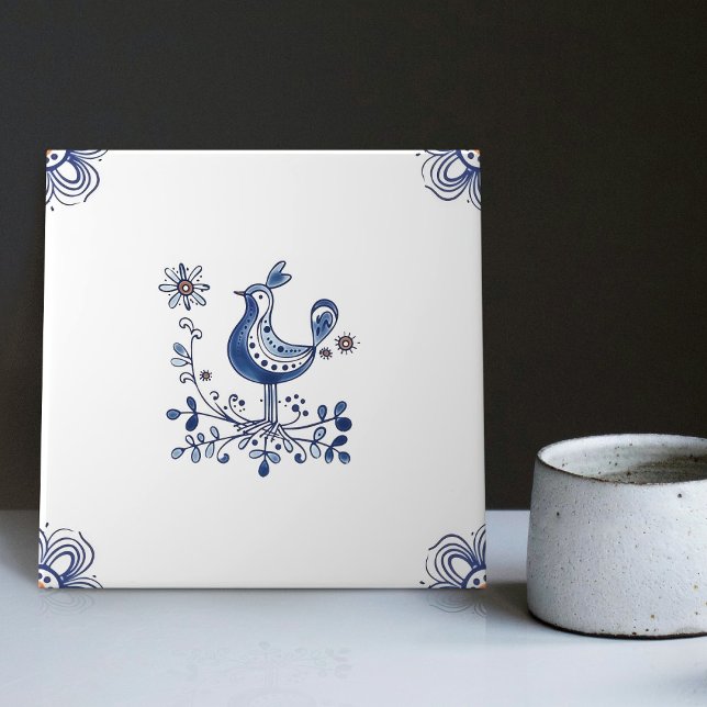 Azulejo Flores De Ave Delft Blue Dutch Style Indigo Cerámi (Subido por el creador)