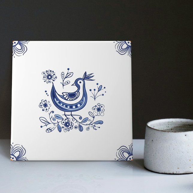 Azulejo Flores De Ave Delft Blue Dutch Style Indigo Cerámi (Subido por el creador)