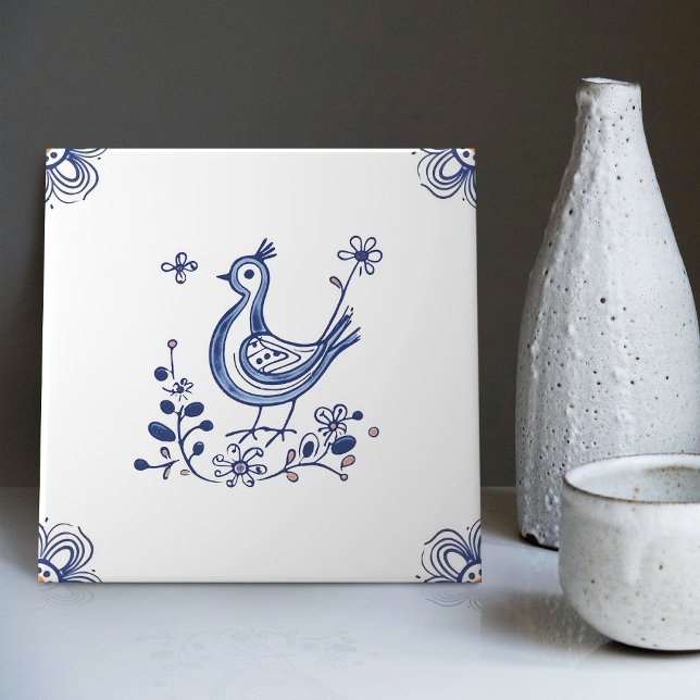 Azulejo Flores De Ave Delft Blue Dutch Style Indigo Cerámi (Subido por el creador)