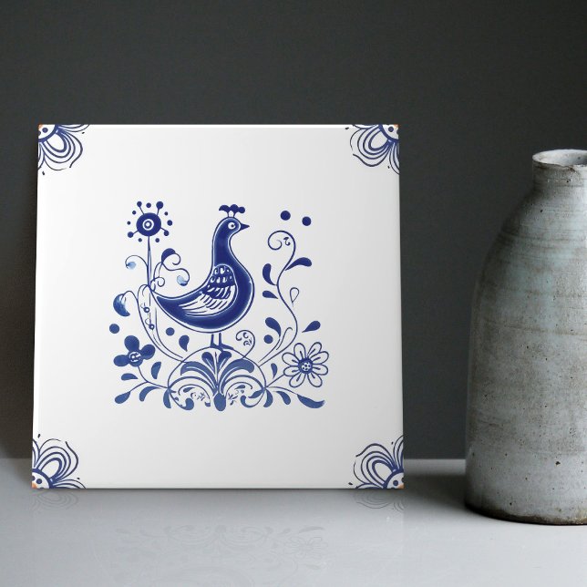 Azulejo Flores De Ave Delft Blue Dutch Style Indigo Cerámi (Subido por el creador)