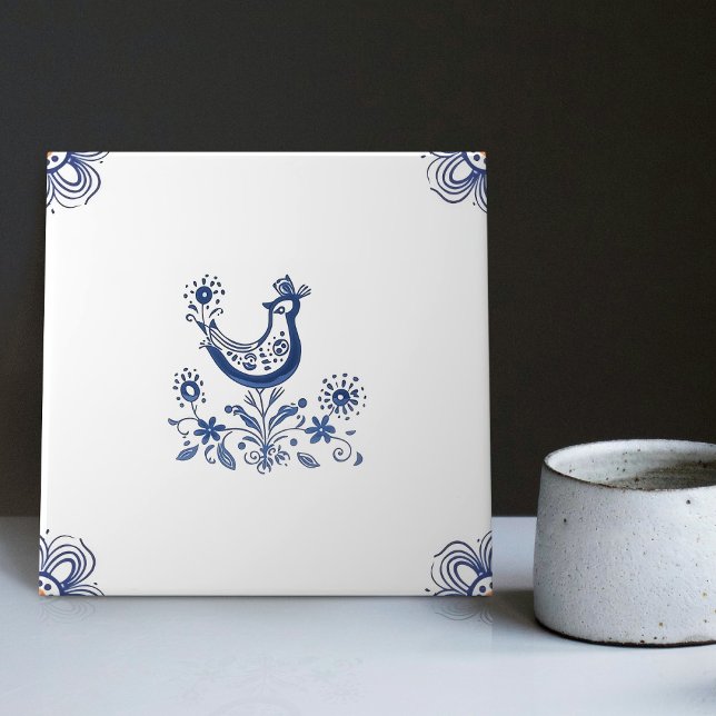 Azulejo Flores De Ave Delft Blue Dutch Style Indigo Cerámi (Subido por el creador)