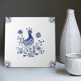Azulejo Flores De Ave Delft Blue Dutch Style Indigo Cerámi