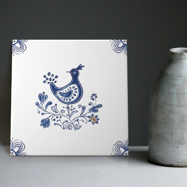 Azulejo Flores De Ave Delft Blue Dutch Style Indigo Cerámi (Subido por el creador)