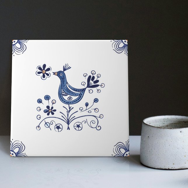 Azulejo Flores De Ave Delft Blue Dutch Style Indigo Cerámi (Subido por el creador)
