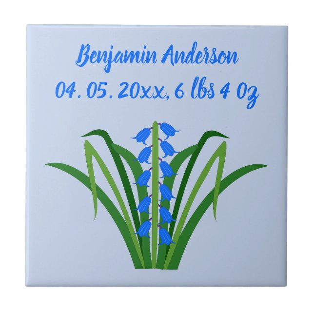 Azulejo Flores de Bluebell Niño Primavera Personalizado (Frente)