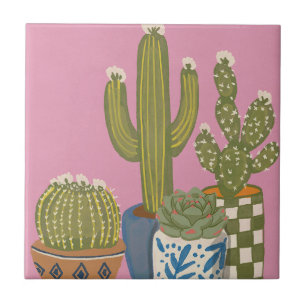 Azulejo Flores de Cactus Rosadas