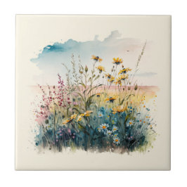 Azulejo Flores de campo estilo naturaleza mosaico cerámico