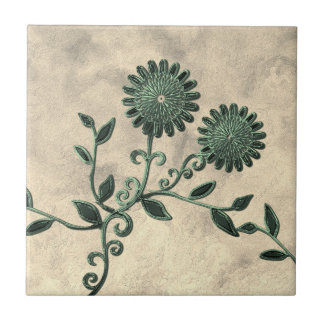 Azulejo Flores de cerámica con aspecto de metal verde