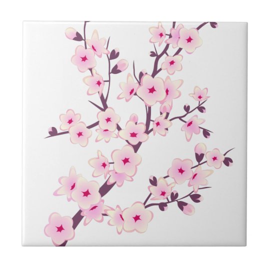 Azulejo Flores de cerezo rosadas florales | Zazzle.es