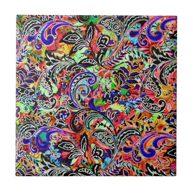 Azulejo Flores de colores alegres (Frente)