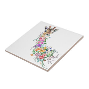Azulejo Flores de colores Bouquet Giraffe - Dibujo moderno