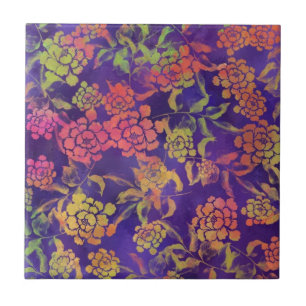 Azulejo Flores de colores - Hermoso Jardín - Púrpura